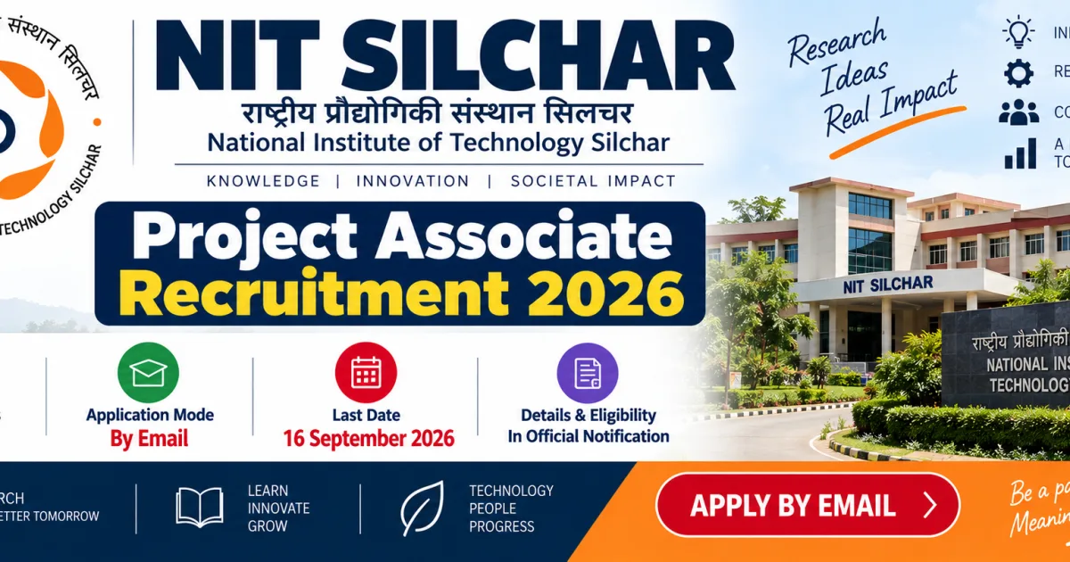 NIT Silchar Project Associate Recruitment 2026 apply by email for 1 post